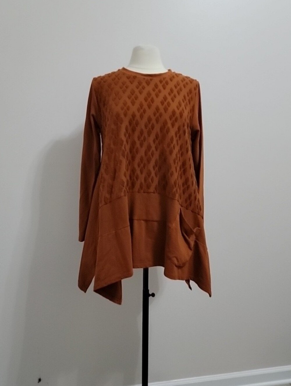 Tunic  Women Made In Italy  Terracotta Cotton Long Sleeve M/L Oversized EUC